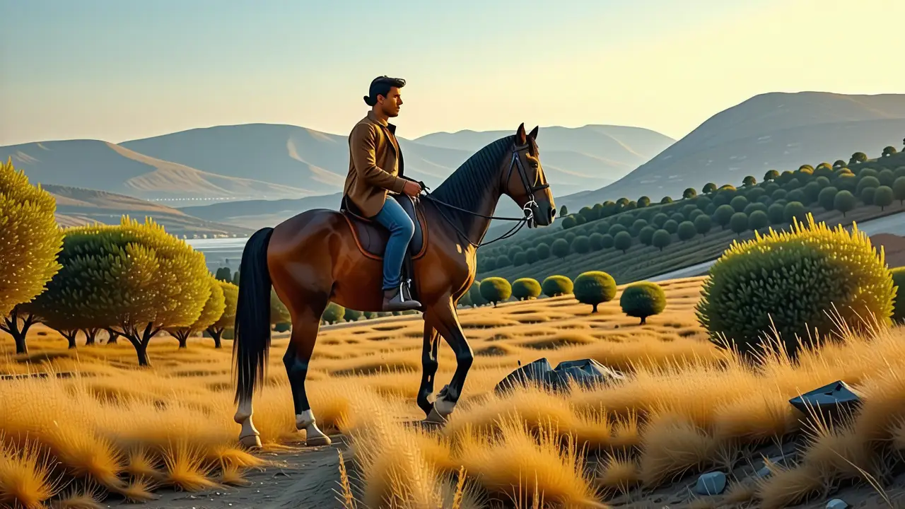 Montar a Caballo Málaga: Rutas & Experiencias Únicas 3 Un hombre confiado lidera su caballo en Málaga