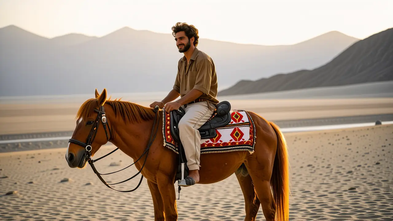 Un hombre español monta en Marruecos