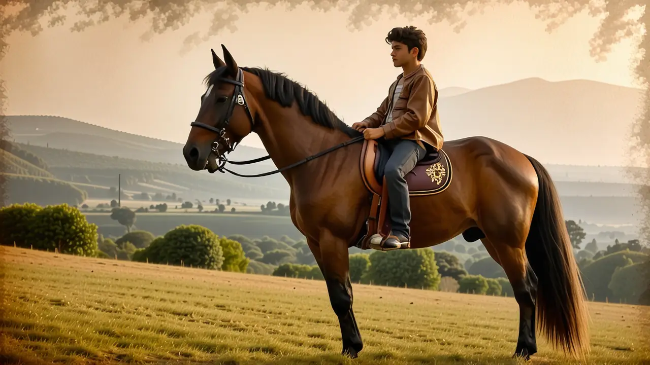 Un jinete español elegante monta un caballo