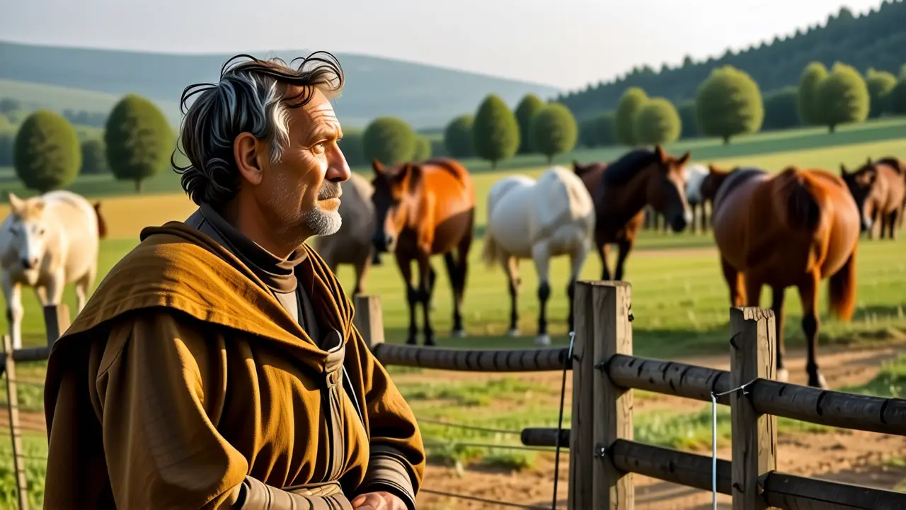 Un pastor español contempla su rebaño