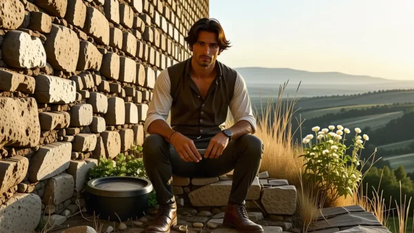 Un hombre melancólico sostiene un ferrada