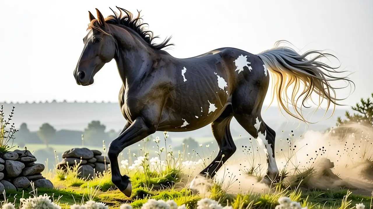 Un hombre contemplativo galopa en lienzo
