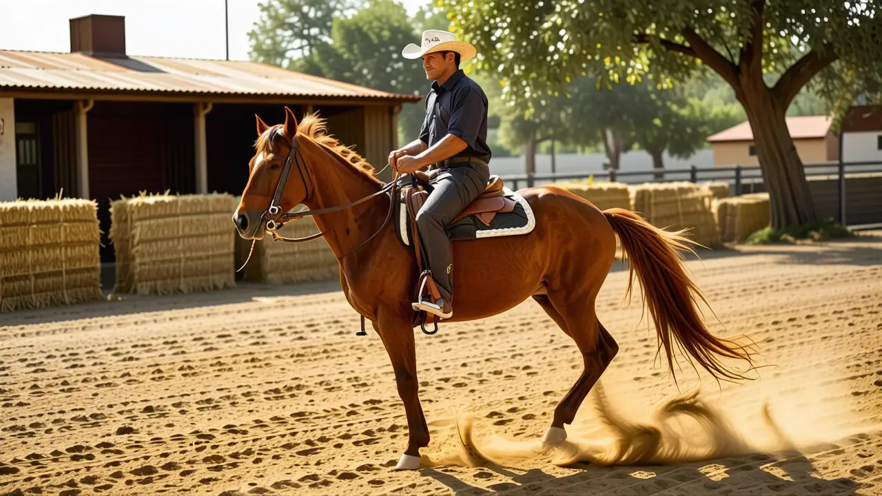 Un vaquero español domina su caballo