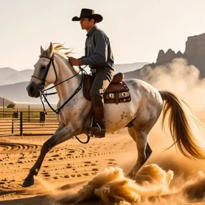 Un vaquero español realista monta en silencio