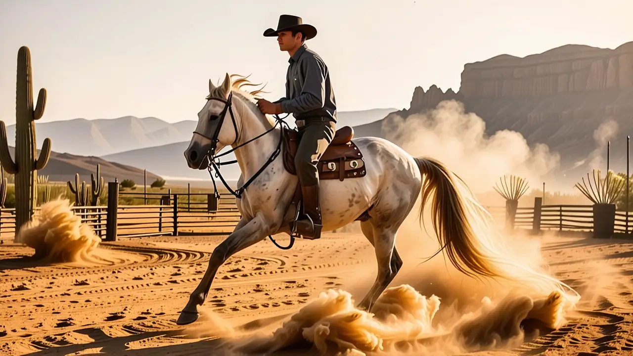 Un vaquero español realista monta en silencio