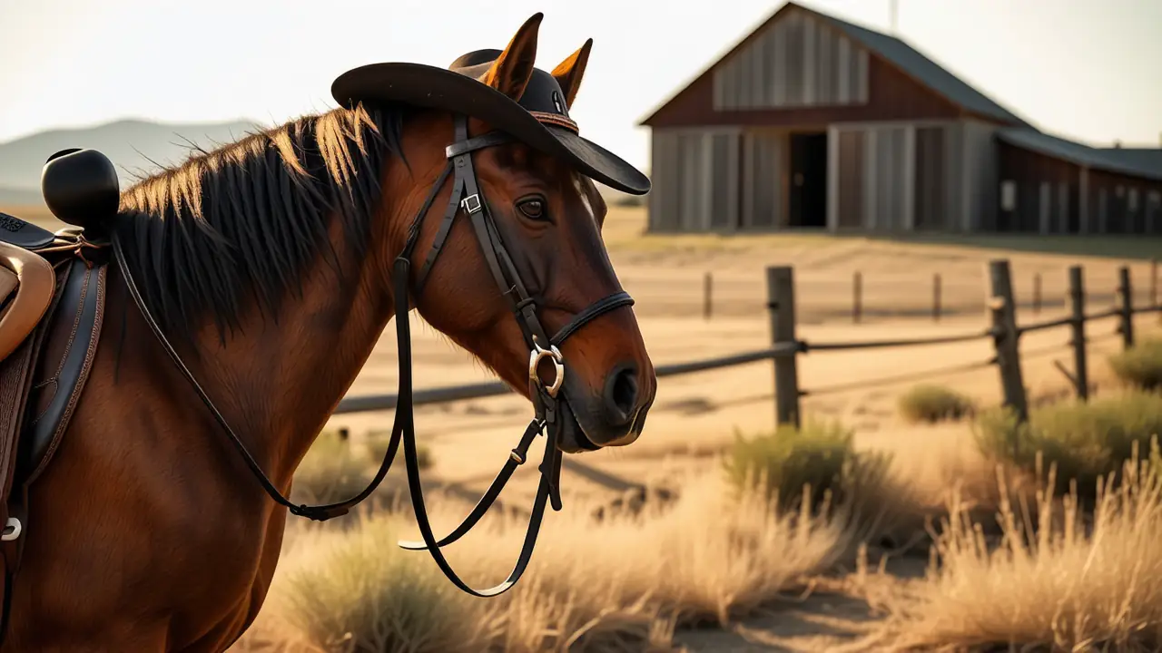 Un vaquero confiado domina su caballo en el oeste