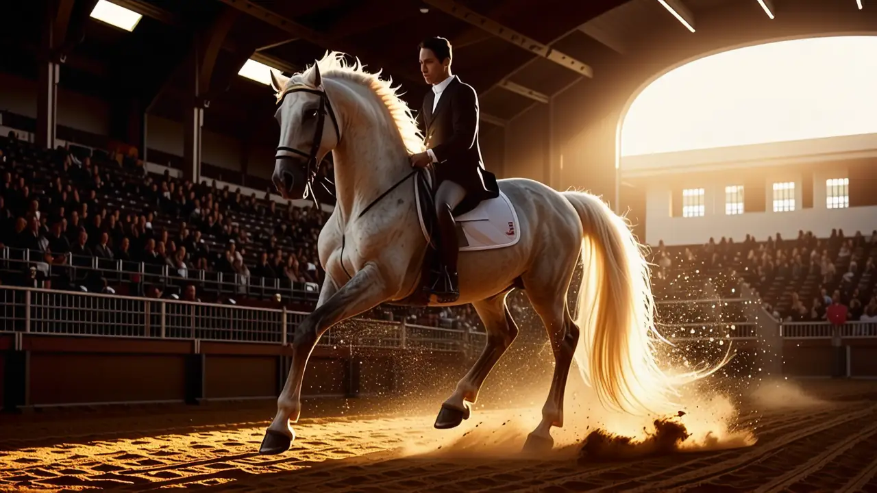 Rembrandtino caballo elegante en iluminación dramática