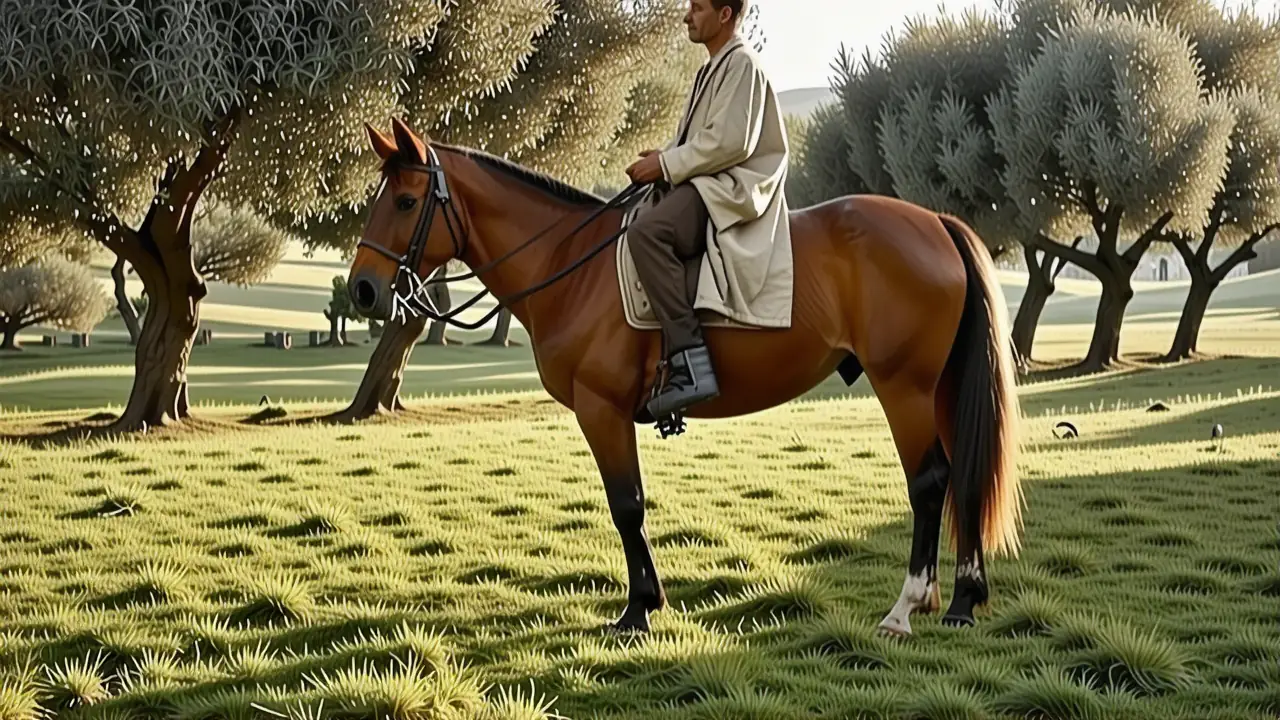 Un hombre español realista domina su caballo