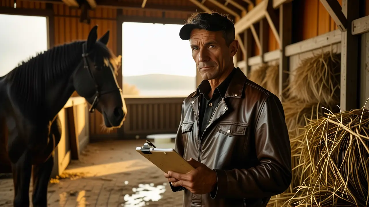 Transportista español profesional documenta equina en establo