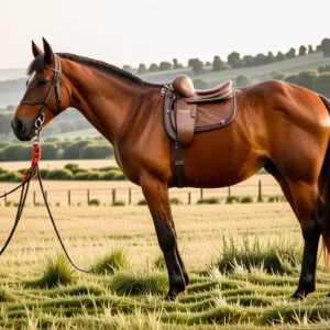 Un jinete español domina su yegua en la tarde