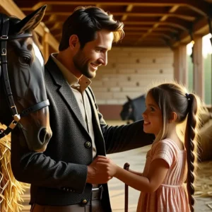 Un hombre español amable ayuda a una niña