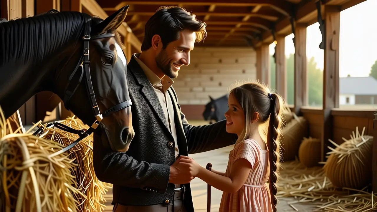 Vendas para Caballos: Guía Completa y Fácil | Caballo Feliz 1 Un hombre español amable ayuda a una niña
