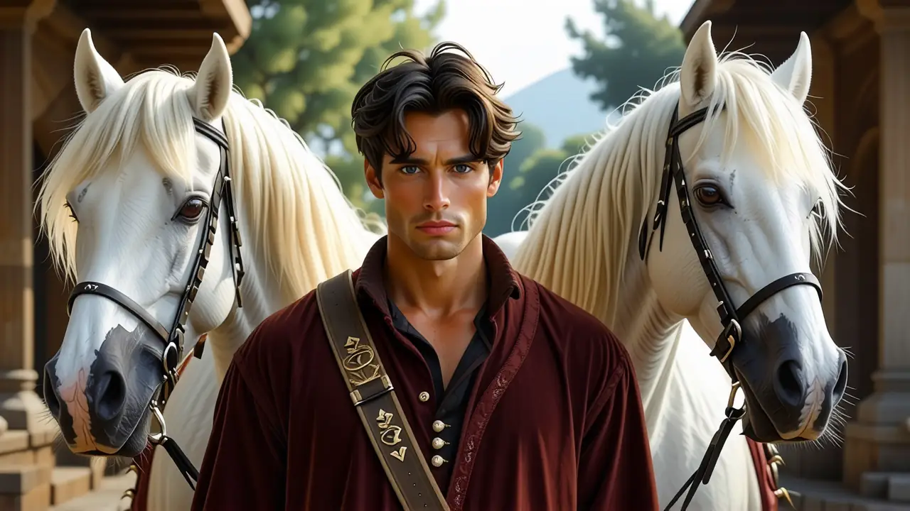 Un hombre elegante contempla caballos en Chile