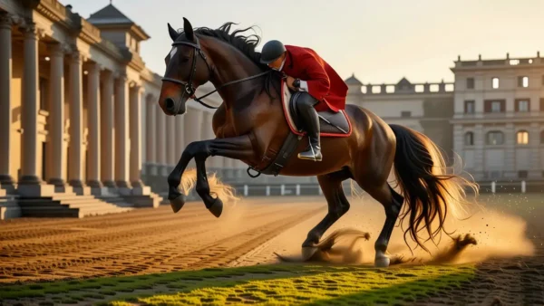 Un jinete español domina su caballo en salto