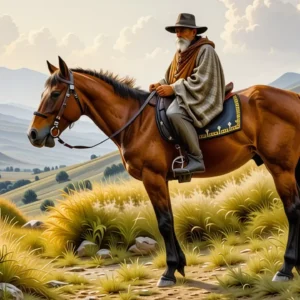 Un hombre español serio pastorea en Andalucía