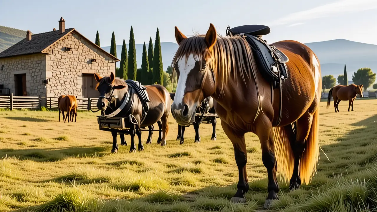 Un hombre español contempla pacíficamente su entorno rural