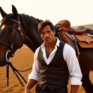 Un hombre español realista domina su caballo