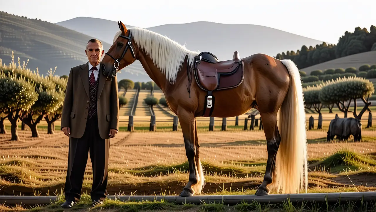 Un granjero español contempla su yeguazo