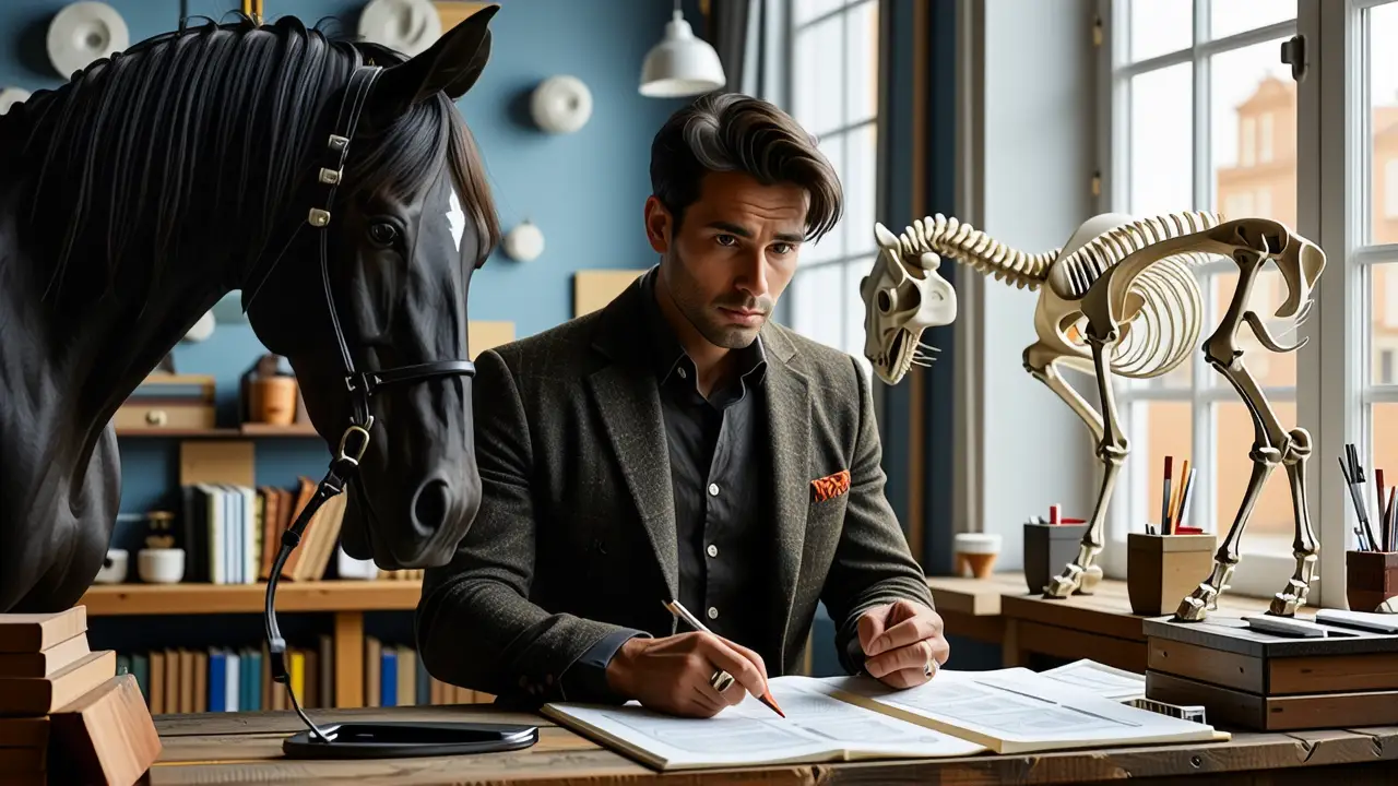 Un veterinario estudia caballos en laboratorio