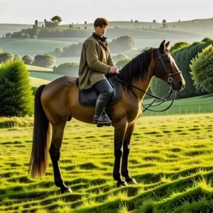 Un jinete español confiado domina su caballo