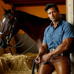 Un hombre español se muestra confiado junto a su caballo